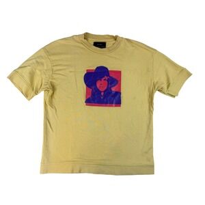 Zara M Graphic Tee Pop Art Streetwear Cotton‎ Yellow Portrait Shirt